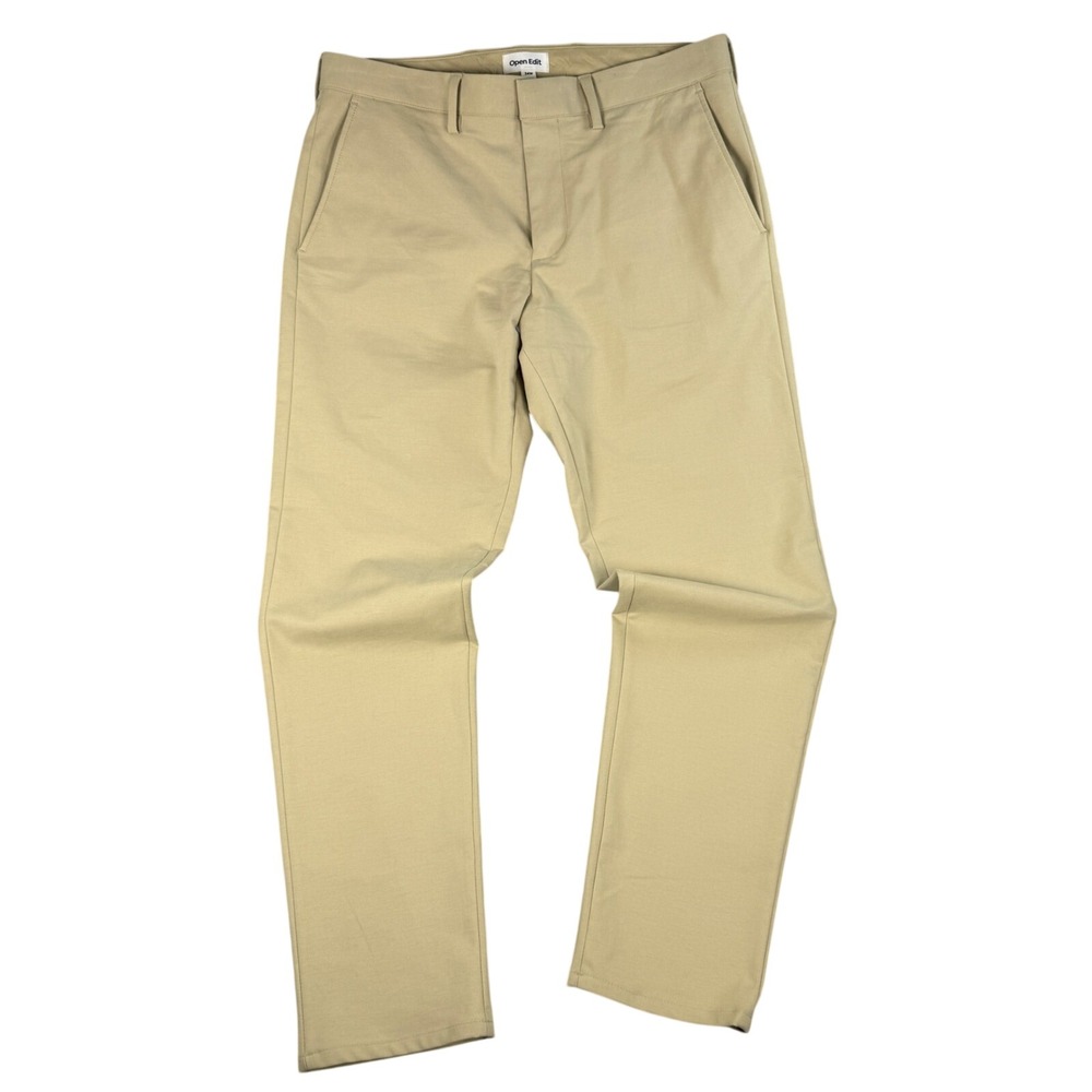 NEW Open Edit Mens Performance Stretch Chino Pants 34x30 Tan Khaki  NWOT